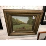 A 19th century oil on board, country scene, signed D.