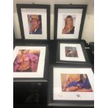 Five framed autographed photos