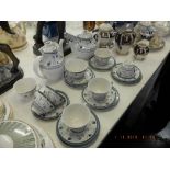 A Royal Doulton Cambridge blue and white tea and coffee service