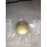 A 1922 Egyptian King Faud 100 Piastres gold coin