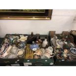 Three large boxes of assorted sundries including Royal Copenhagen, Carlton Ware, Wade,