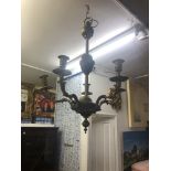 19th century gilt ormulu bronzed five branch chandelier