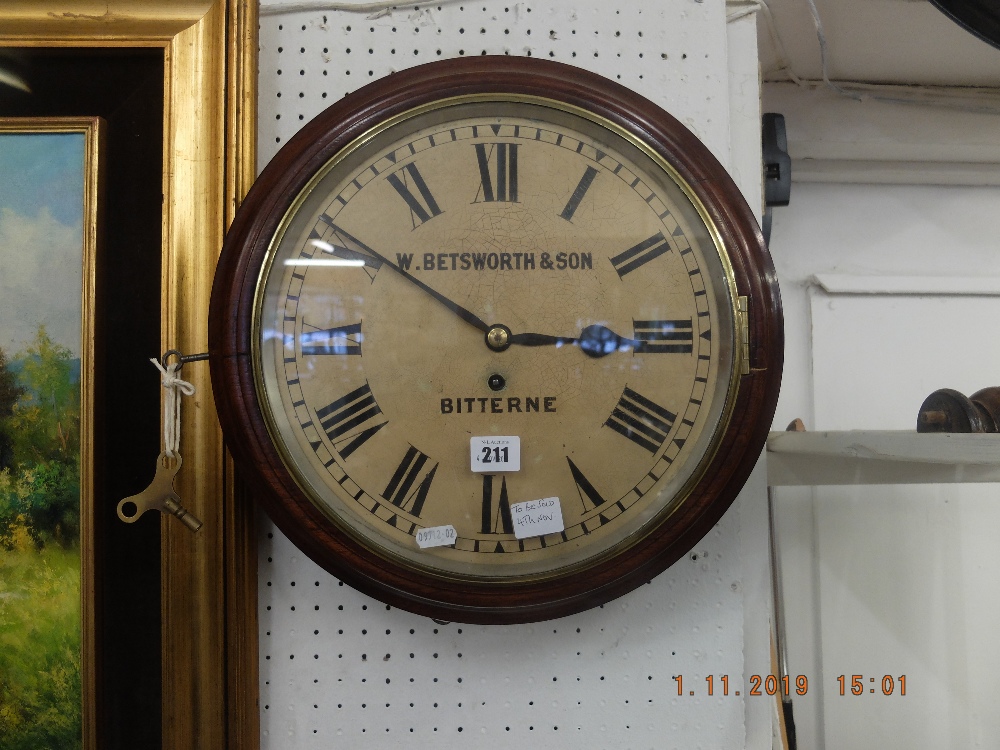 A W Betsworth and Son Bitterne mahogany cased station clock