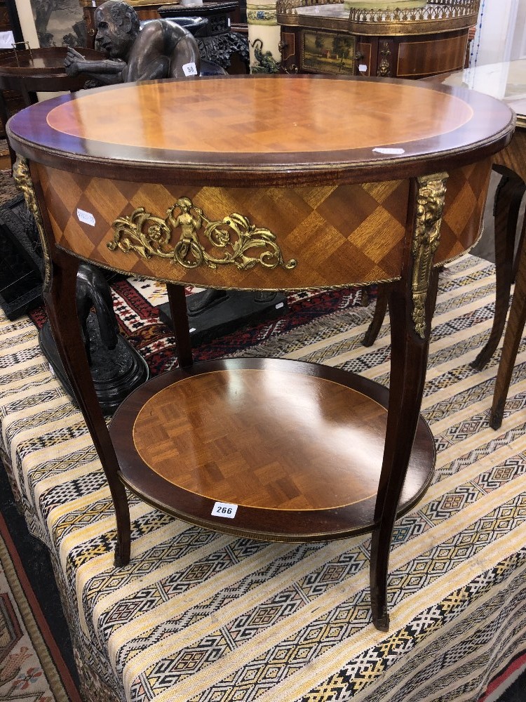 An inlaid two tier side table