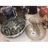 A Copeland Spode Italian bowl and an early 19th century glass jug