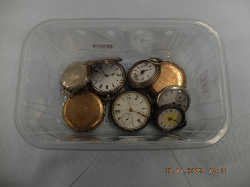 Eight assorted pocket watches some silver a/f `
