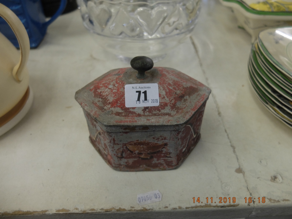 A lead tobacco jar