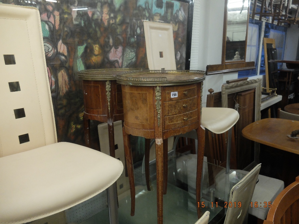 Two inlaid side table with three drawers a/f