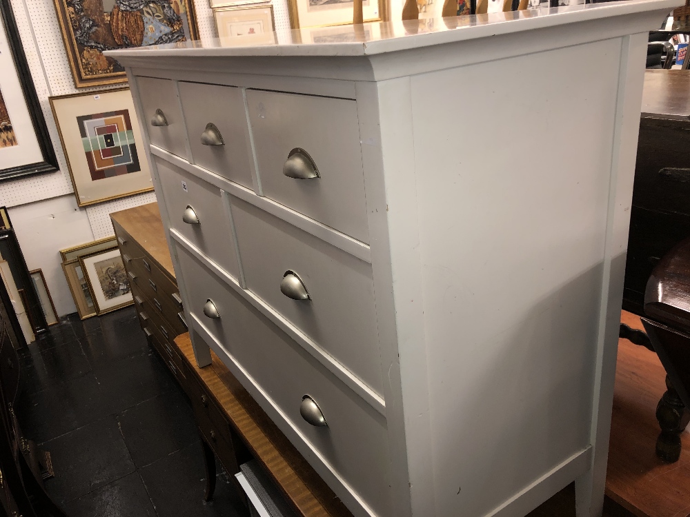 A modern John Lewis white painted chest of six drawers