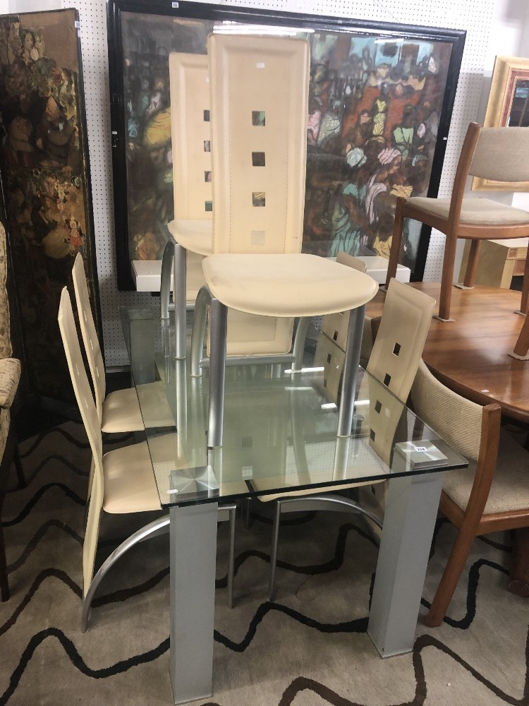 A contemporary glass table and six chairs - Image 2 of 5