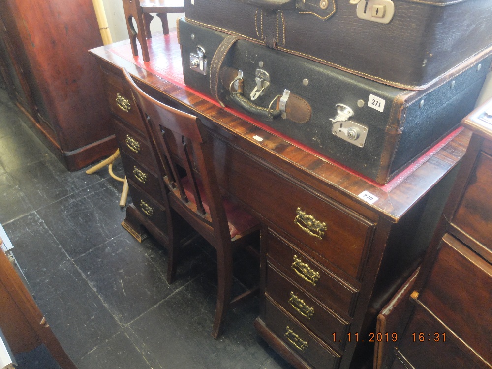 A mahogany pedestal desk with leather insert - Image 3 of 5