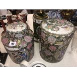Two canton lidded jars