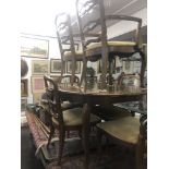 An extending dining table and six chairs