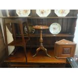 Two small occasional tables and a small corner cupboard