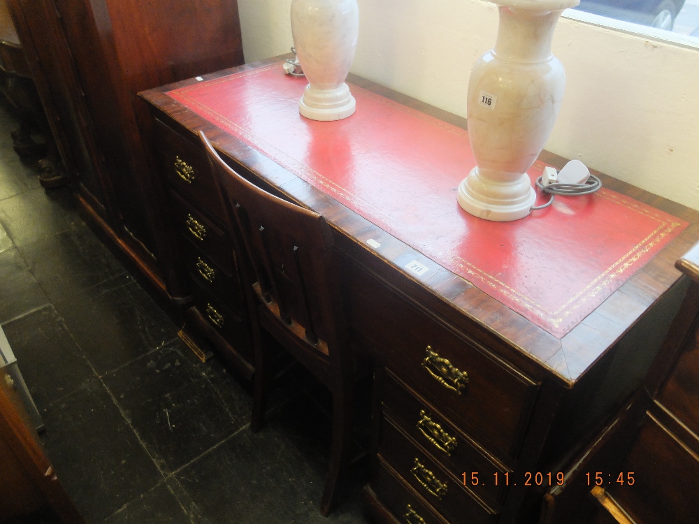 A mahogany pedestal desk with leather insert - Image 5 of 5