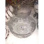 Two cut glass bowls