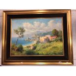 A framed oil on canvas continental scene