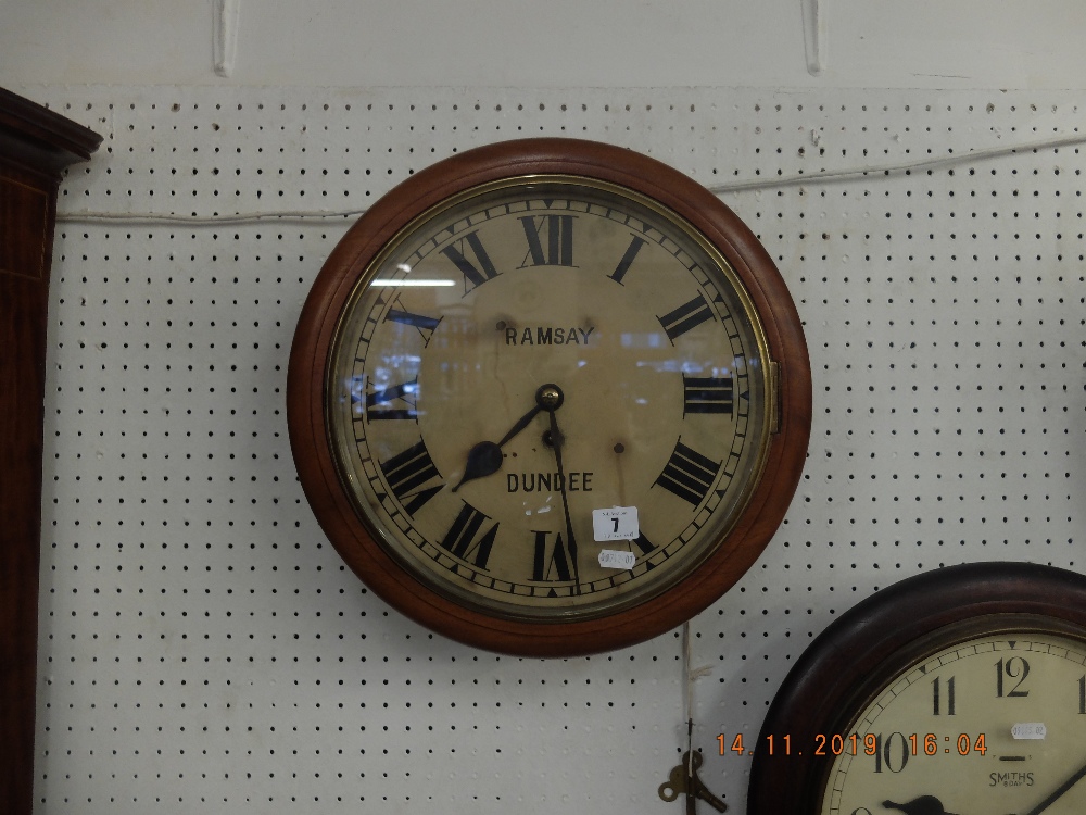 A Ramsey Dundee mahogany cased station clock