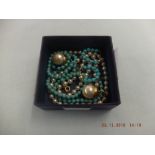Assorted turquoise & pearl jewellery including a pair of turquoise and 14ct gold earrings