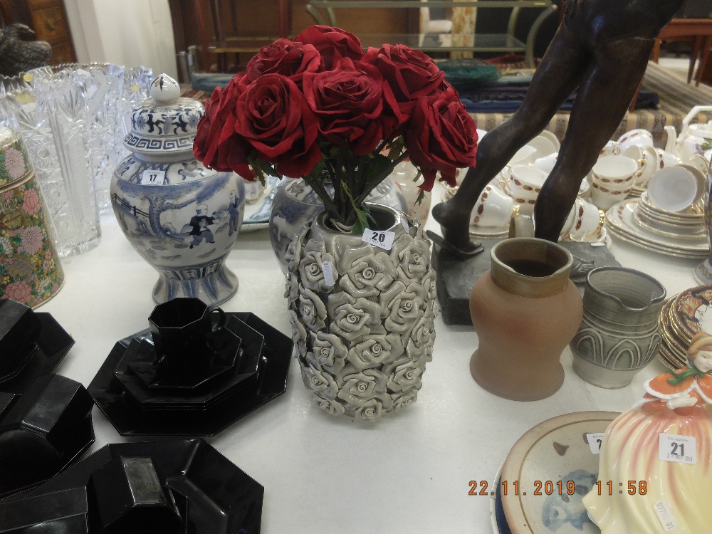 Grey vase and roses - Image 5 of 5