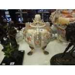 A pair of large Satsuma incense burners a/f