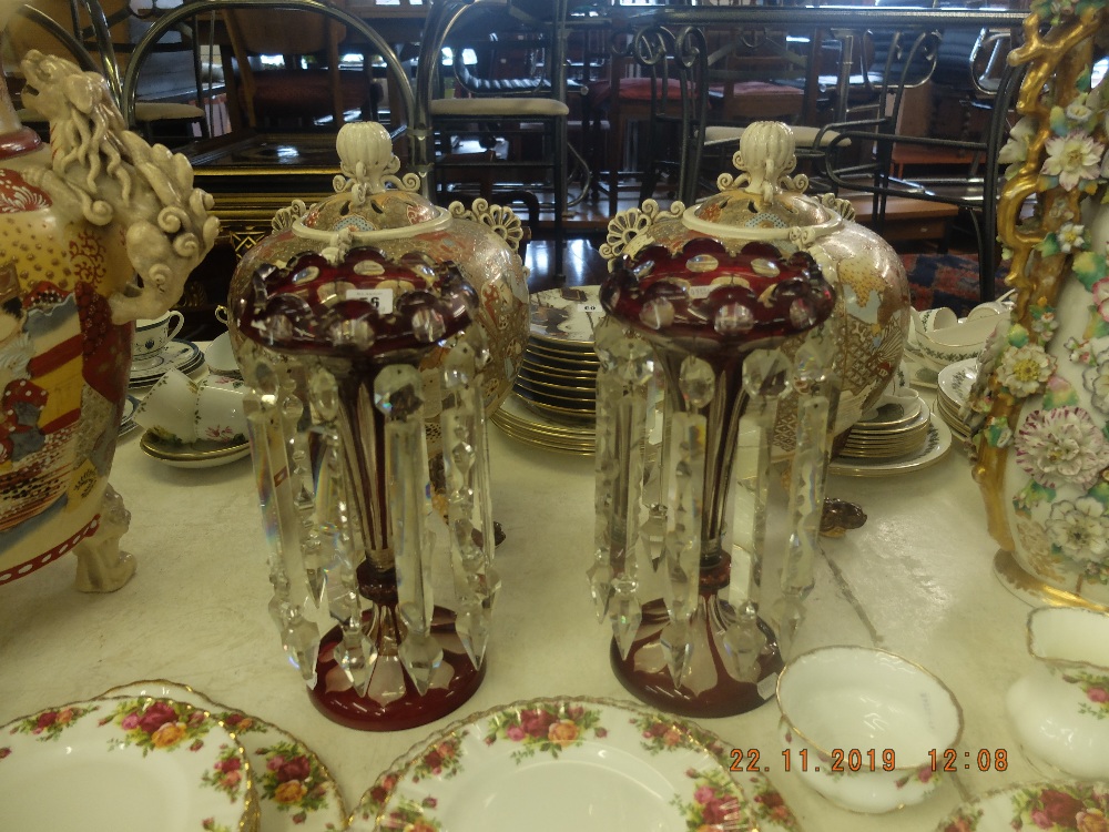 A pair of Bohemian lustres,