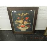 A framed Victorian floral embroidery