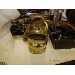 A Victorian brass coal scuttle