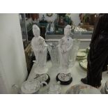 A pair of Chinese blanc de chine figures
