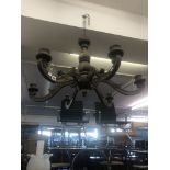 A six branch carved wood chandelier a/f