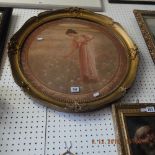 A pair of circular gilt framed prints.