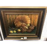 A framed acrylic painting still life signed R Carmella 74,