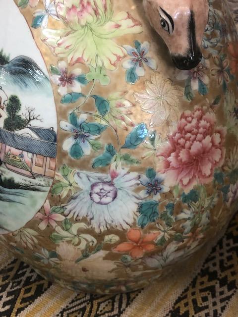 A Chinese famille rose vase with deer head handles with seal mark to base, approx. - Image 42 of 44