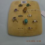 Ten assorted silver rings,