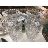 A pair of cut crystal vases a/f