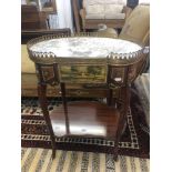 A pair of decorative marble top side tables