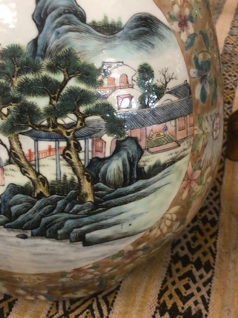 A Chinese famille rose vase with deer head handles with seal mark to base, approx. - Image 40 of 44