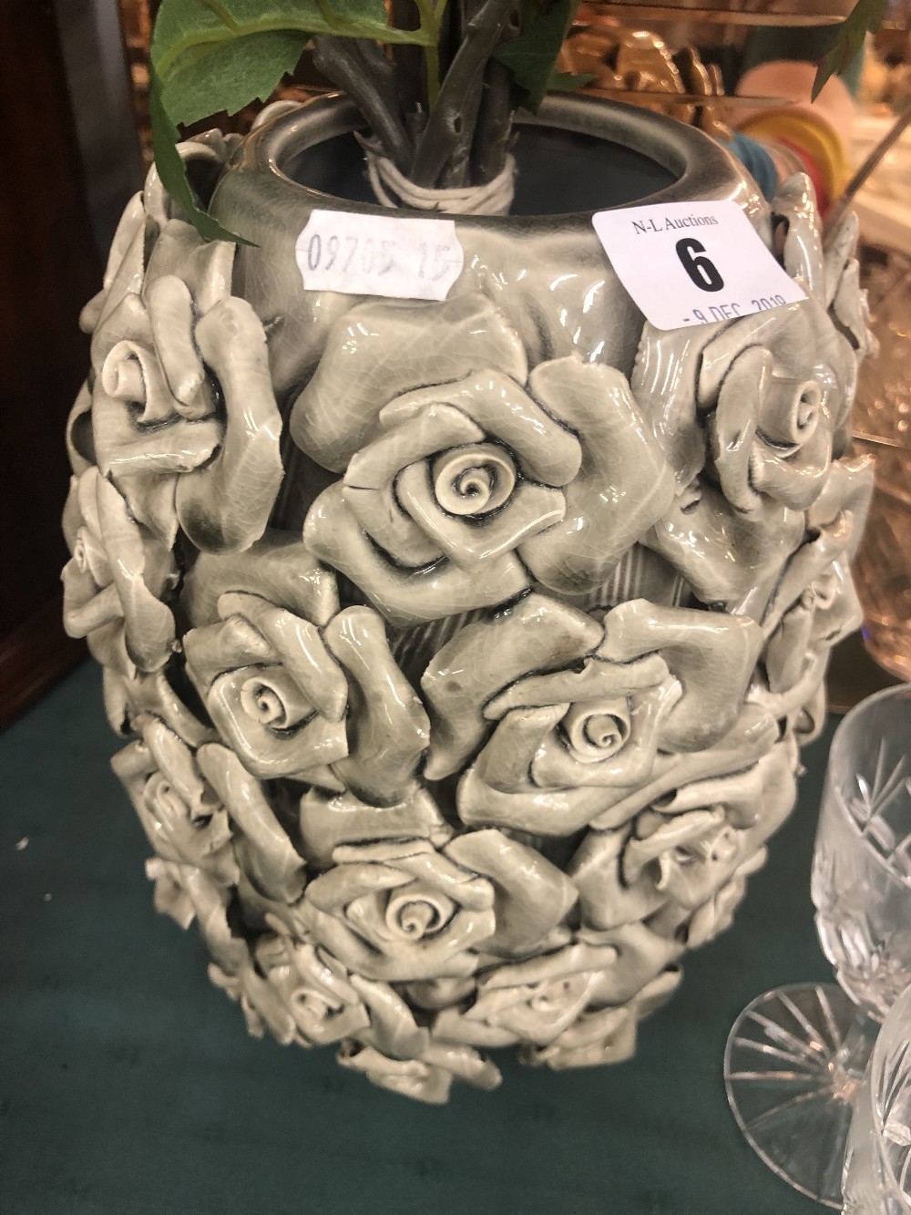 Grey vase and roses - Image 2 of 2