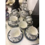 A Royal Doulton Cambridge blue and white tea and coffee service