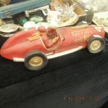 A model of a 1950's Ferrari Tipo 500 with Alberto Ascari at the wheel