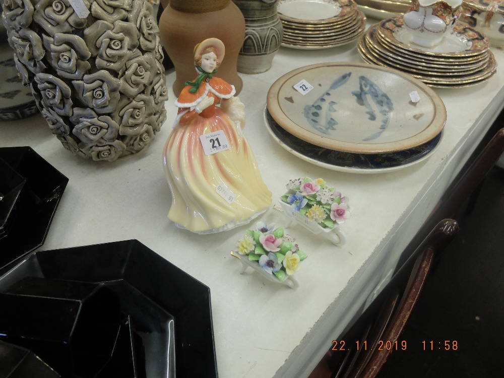 A Royal Doulton figurine and two Doulton posies - Image 4 of 5