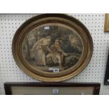 An oval gilt framed Bartolozzi print