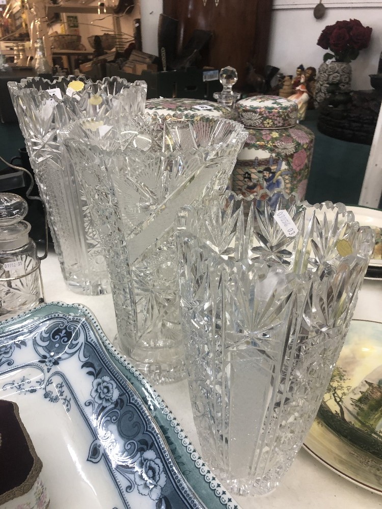 Three large cut glass vases - Image 3 of 3