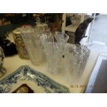 Three large cut glass vases