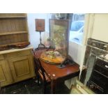 A mahogany side table plus assorted sundries