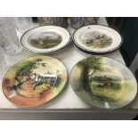 A collection of eight assorted plates; two Copeland Family, hunting scenes,