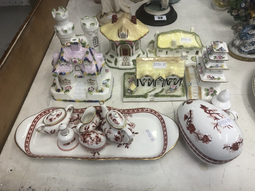 A collection of Coalport cottages plus Coalport Indian Tree