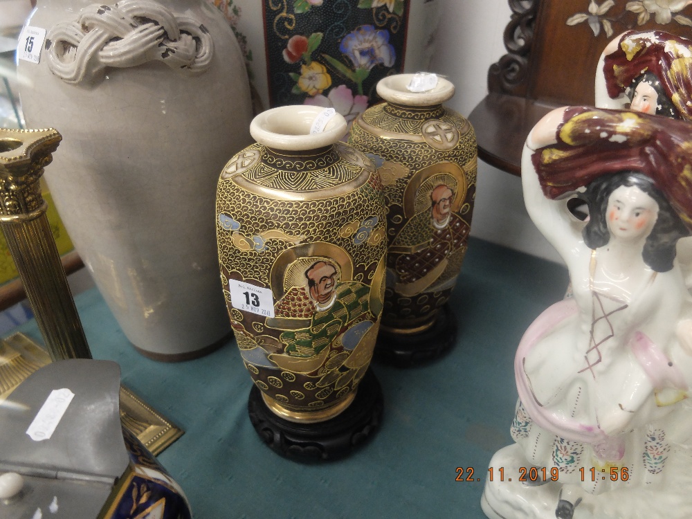 A pair of Satsuma vases on stands - Image 3 of 4