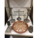 A silver plated menorah,