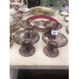 Four silver overlay amethyst glass coupes